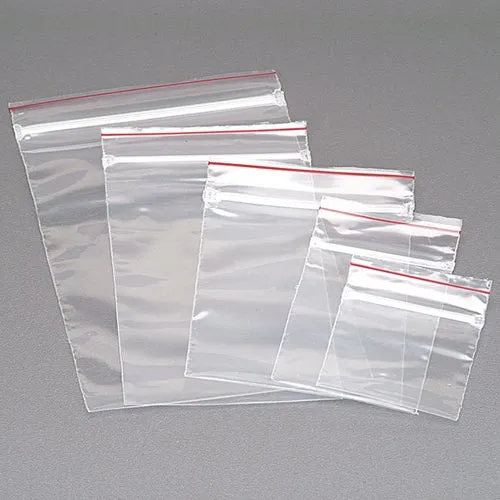 Clear Zip Bags with Red Line - 3" x 5"