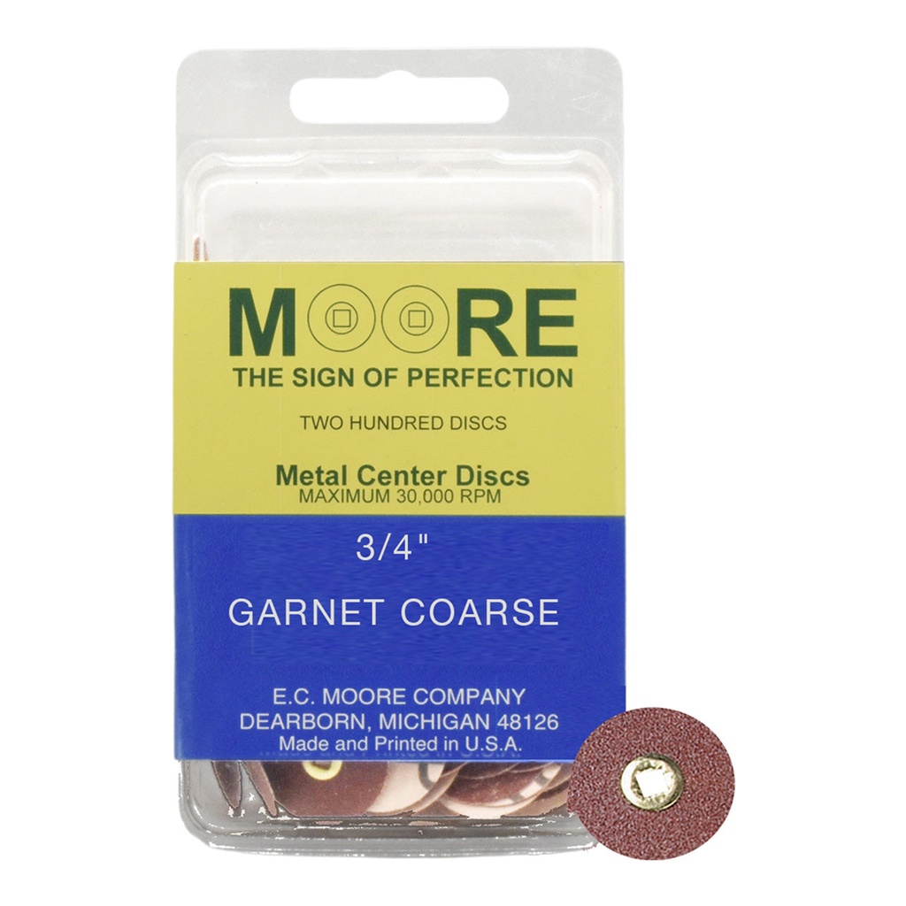 [845-3123] Garnet 3/4" Coarse Moore Snap-On Discs (200)