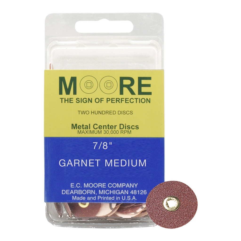 Garnet 7/8" Medium Moore Snap-On Discs (200)